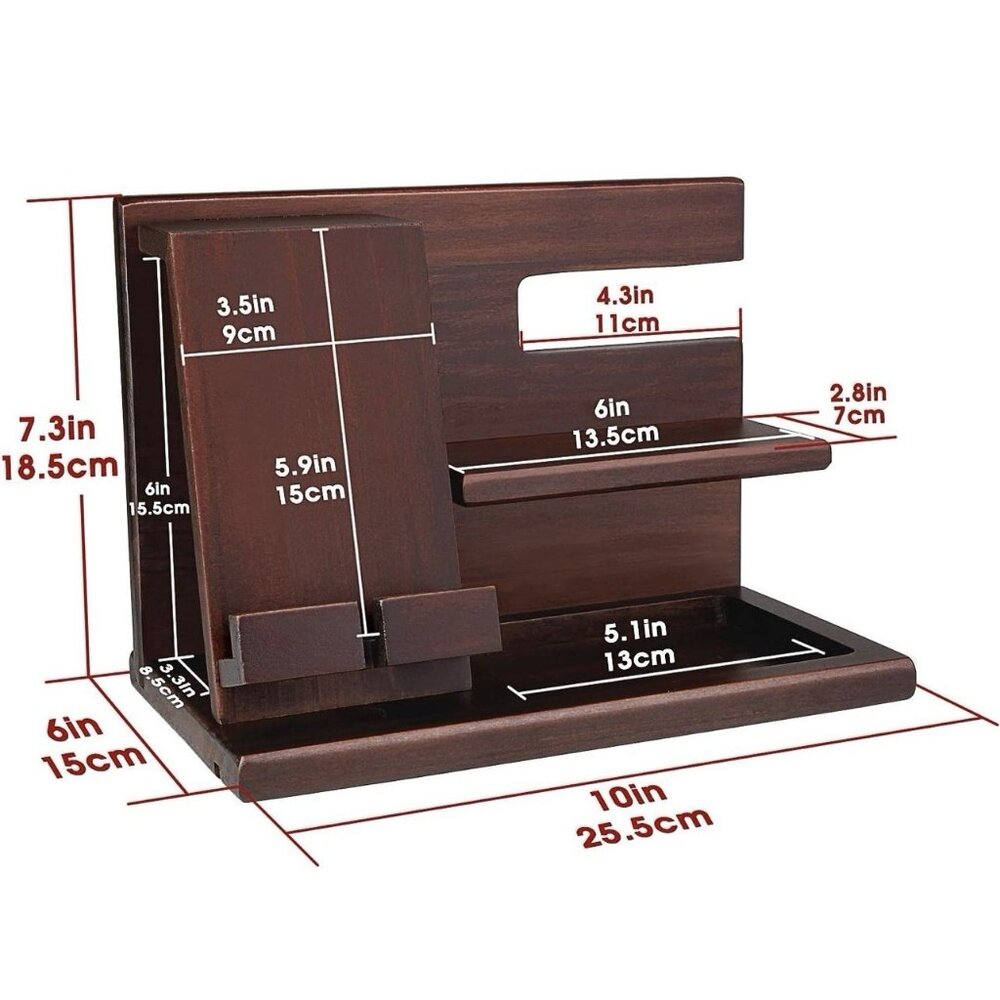 Wood Phone Docking Station Wood Nightstand Organizer  Idea For Him,Perfect Gift - Picture 3 of 10